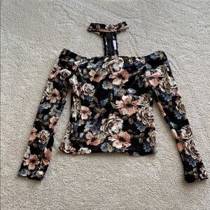 Floral Off-Shoulder Top - Black and Pink